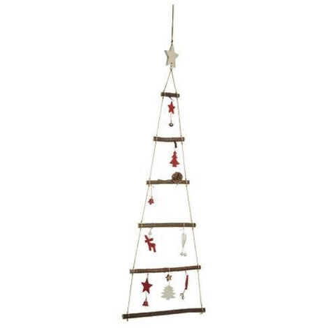 Weihnachtsbaum Wanddekoration 83 cm rot/Holz