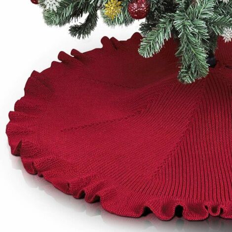 Weihnachtsbaumdecke, große 48-Zoll-weiße gestrickte Weihnachtsbaumdecke, luxuriöse Weihnachtsbaumdecke für Weihnachtsdekorationen