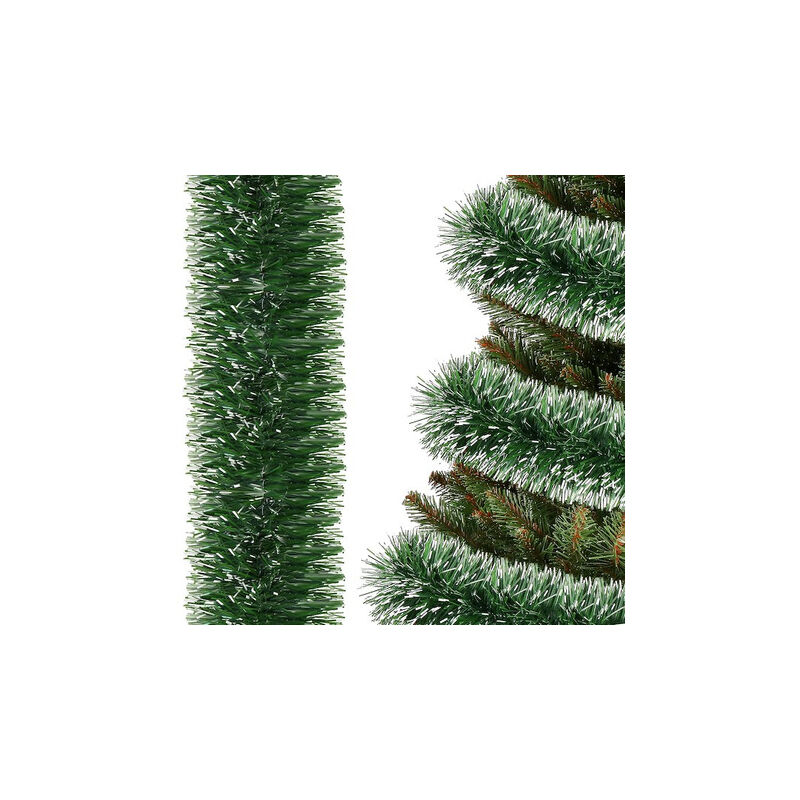 Springos Weihnachtsbaumkette 3m Grün-weiß, Weihnachtsbaumgirlande, Durchmesser 10cm
