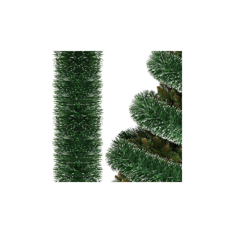 Springos Weihnachtsbaumkette 6m Grün-weiß, Weihnachtsbaumgirlande, Durchmesser 15cm