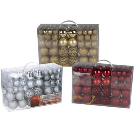 Weihnachtsbaumkugeln 100er-Set Baumschmuck Christbaumkugeln Weihnachtskugeln - silber