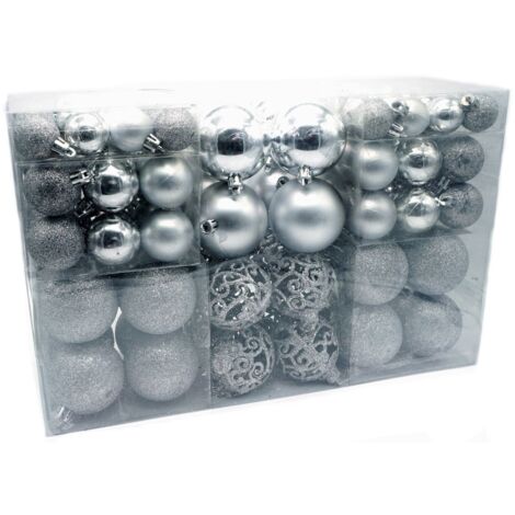 Weihnachtsbaumkugeln 100er-Set Baumschmuck Christbaumkugeln Weihnachtskugeln  - silber