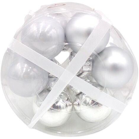 Weihnachtsbaumkugeln aus Glas 12er-Set 4cm Christbaumschmuck Weihnachtsdeko TOP - silber