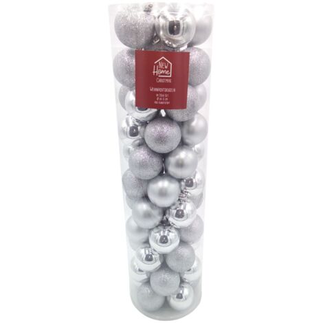 Weihnachtsbaumkugeln silber 55-tlg Christbaumschmuck Baumschmuck Christbaumkugel
