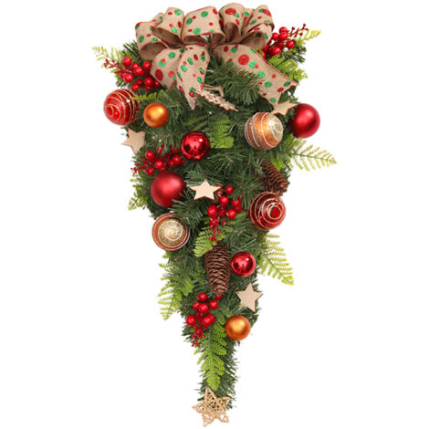 Weihnachtsbaumschmuck aus Rattan, Weihnachtsbaum-Aufzug, künstliche Blumenschleifen für Tür und Kamin, Wohnzimmerdekoration
