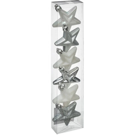 Weihnachtsbaumschmuck, Sterne aus Kunststoff, 6er-Set