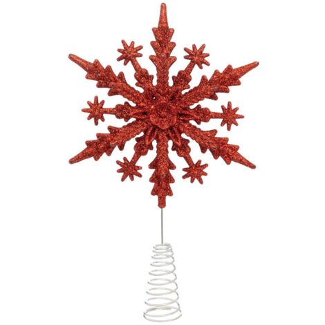 Weihnachtsbaumspitze, glitzernde Schneeflocke, 22 cm