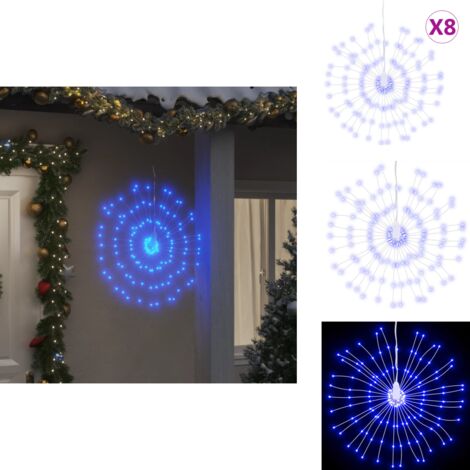 Weihnachtsbeleuchtungen Feuerwerk 8 Stk. 140 LEDs Blau 17 cm - Weihnachtsdekoration - LED-Lichtern - Feuerwerksbeleuchtung - Außendekoration - Indoor-Dekoration