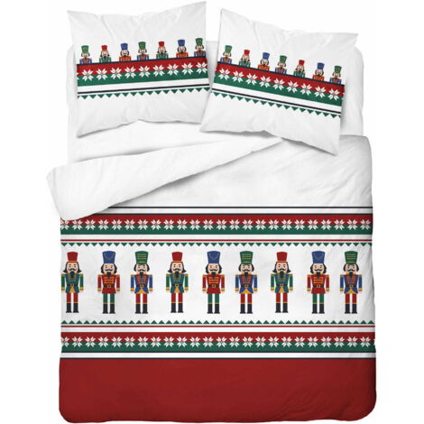 Weihnachtsbettwäsche-Set 220x200 Nussknacker Rot 100% Baumwolle