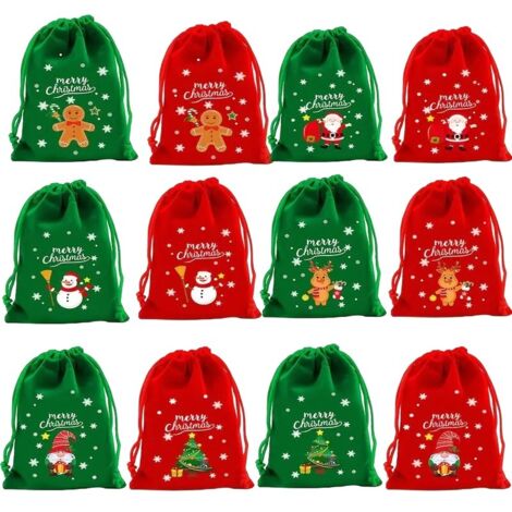 Weihnachtsbeutel Verpackung Geschenktasche Muster-Mix Gelb Jute