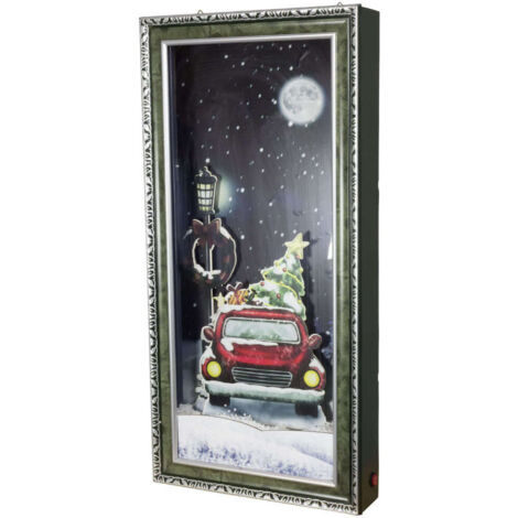 Weihnachtsbild mit dezentem LED und weihnachtlicher Musik - Schneiendes XL Wandbild 79cm