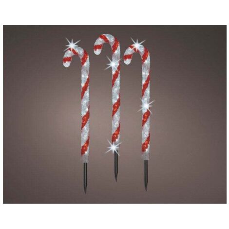 Weihnachtsdeko, 3 leuchtende Zuckerstangen 61 cm KAEMINGK