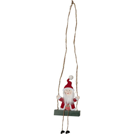 Weihnachtsdeko Santa schaukelnd Holz Batterie H 50cm