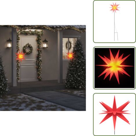 Weihnachtsdeko - vidaXL LED-Weihnachtsstern mit Erdspieß Faltbar Rot 57 cm - Timer-Weihnachtsleuchte