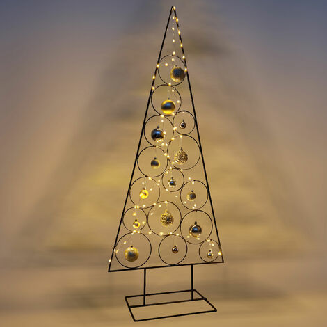 Metall Weihnachtsbaum mit 100 LED in warmweiß Lichterbaum außen und innen als Weihnachtsbeleuchtung 