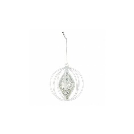 Weihnachtsdekoration Glaskugel Silber TROPFEN 9,2 cm