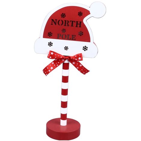 Weihnachtsdekoration „Stop Here“ aus Metall und Holz mit LED – Zarter Weihnachtsmann-Stern, 15 x 8,5 x 30,5 cm