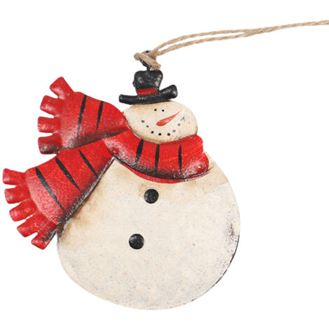 Weihnachtsdekoration zum Aufhängen – Schneemann-Anhänger aus Schmiedeeisen für Baum, Fenster oder Kamin