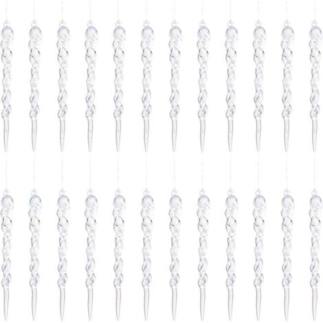 Weihnachtseiszapfen, 24-teiliges Set Weihnachtsanhänger und -stecker, Weihnachtsbaumschmuck, Acryl-Eis-Hängeornament