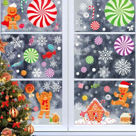 Weihnachtsfensteraufkleber, DIY-Schneemann-Weihnachtsdekorations-Fensteraufkleber, abnehmbare und wiederverwendbare PVC-Fensteraufkleber, geeignet zum Dekorieren