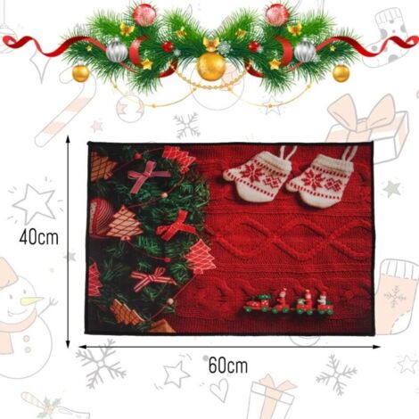 Weihnachtsfußmatte, Weihnachtsbodenmatte, Türvorleger 40x60 cm, Eingangsmatte, Weihnachtsmuster, Weihnachtsdekoration für Eingangsbereich, Badezimmer, Schlafzimmer, Küche, Wohnzimmer