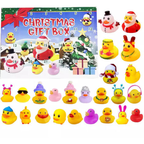 Weihnachtsgeschenkset mit Adventskalender, kleiner gelber Vinyl-Ente, Weihnachtsgeschenkset mit Countdown-Timer