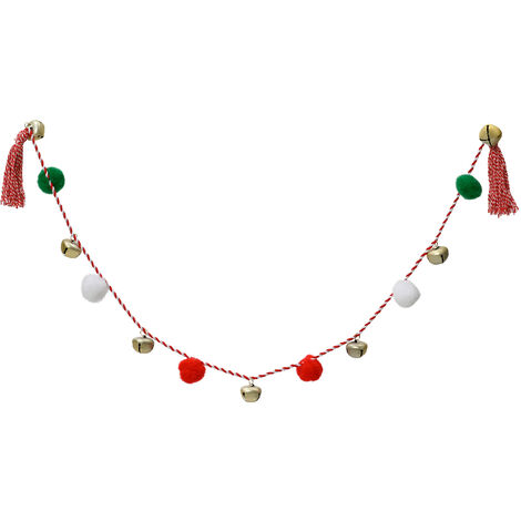 Weihnachtsgirlande aus Eisen mit Quasten und Glöckchen 100 x 2,4 x 2,4 cm