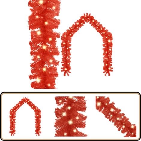 Weihnachtsgirlande mit LED-Lichtern 20 m Rot - Weihnachtsdeko - Lichterkette - LED-Beleuchtung - Christbaumschmuck - Festliches Licht
