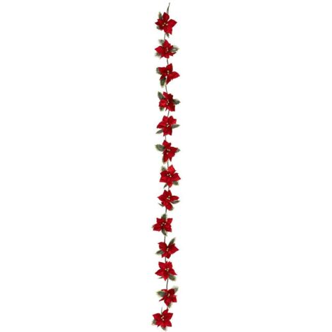 Weihnachtsgirlande mit roten Blumen, 180 cm