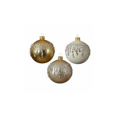 Weihnachtsglaskugel MATT sortiert mit Glitter 8 cm 1 Stk