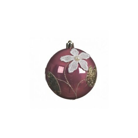 Weihnachtsglaskugel mit rosa Samtspitze 8 cm