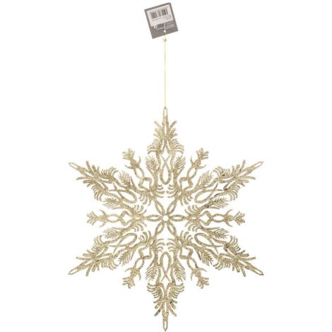 Weihnachtshänger Flocke Arabeske aus Kunststoff 35cm gold - Feeric lights & christmas