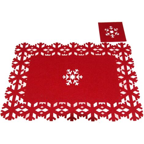 Weihnachtskonzepte 12-teiliges Weihnachtsfilz-Tischset aus rotem Filz und