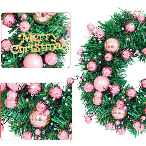 Weihnachtskränze für die Haustür, künstlicher Kranz (50 cm Durchmesser), Weihnachtskugeln, Festtagsdekorationen, Feierlichkeiten, Fenster- und Wanddekoration, themenbezogene Partydekoration für Zuhaus