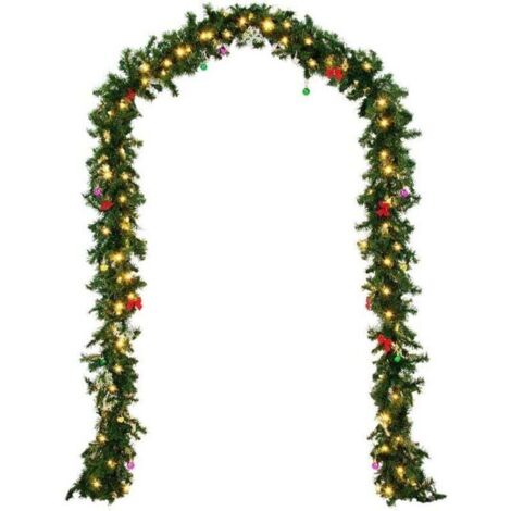 Weihnachtskranz - 5 Meter, 80 LED-Lichter (inklusive), Kranzdekorationen inklusive.