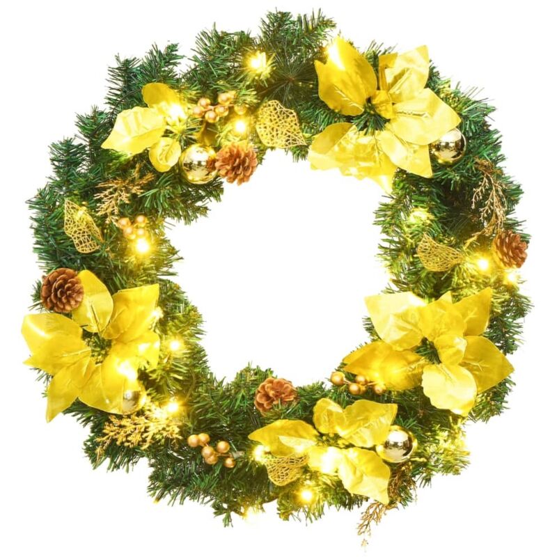 Weihnachtskranz Mit Led-lichtern Grün 60 Cm Pvc Vidaxl