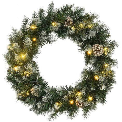 Weihnachtskranz mit LED-Leuchten Grün 60 cm PVC vidaXL