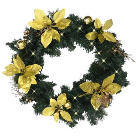 Weihnachtskranz mit LED-Leuchten Grün 60 cm PVC vidaXL