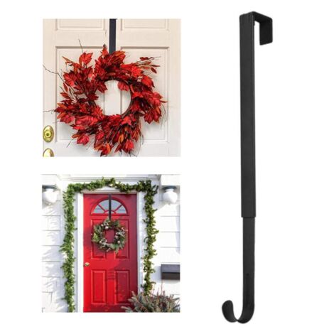 Weihnachtskranzhaken – Türkranzhalter aus Metall für festliche Weihnachtsdekorationen – und eleganter Kranz zur einfachen Montage an Türen.