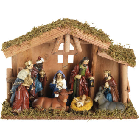 Weihnachtskrippe 8 Figuren 12cm 15x8x13cm