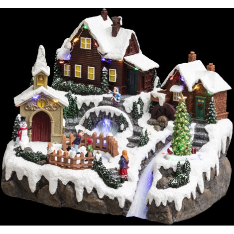 Weihnachtskrippe Dorf mit Eis gefesselt