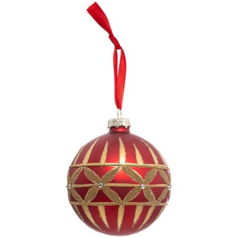 Weihnachtskugel 80mm Strass aus rotgoldenem Glas - Feeric lights & christmas