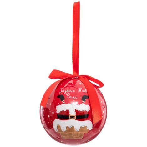 Weihnachtskugel aus bedrucktem Papier 75 mm Papi Mami -