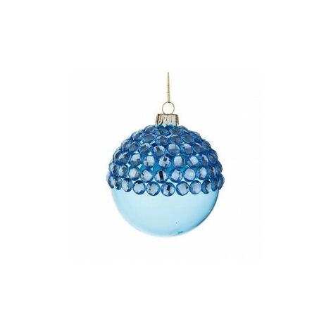 Weihnachtskugel aus blauem Glas JEWEL 8 cm Weihnachtskugel