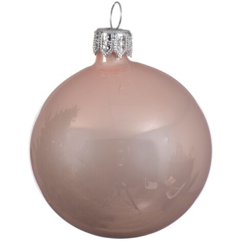 Weihnachtskugel aus glänzendem rosa Glas Ø10 cm
