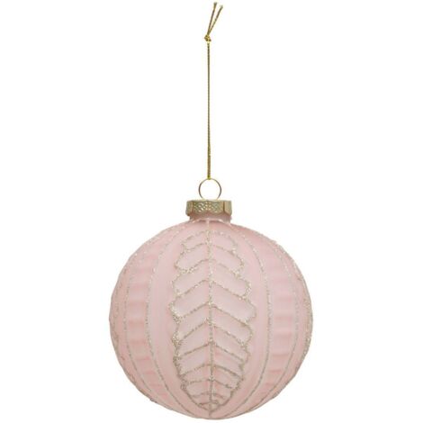 Weihnachtskugel aus Glas 100mm Blatt rosa - Atmosphera créateur d'intérieur