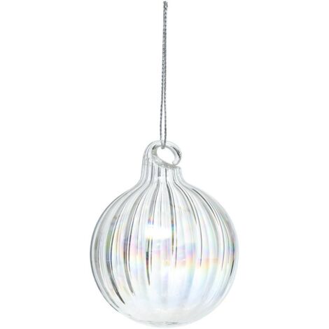Weihnachtskugel aus Glas 60mm weiß gestreift - Atmosphera créateur d'intérieur