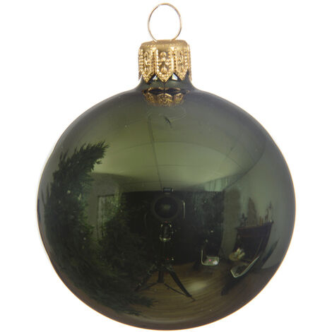 Weihnachtskugel aus grünem Glas, glänzend, ø 8cm