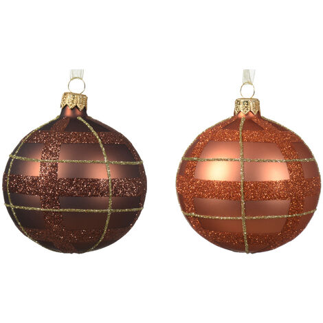 Weihnachtskugel aus mattem Glas mit Punkten, 2 verschiedene Farben, sortierte Farben ø 8cm