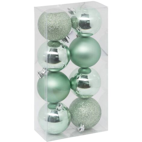 Weihnachtskugel aus Plastik 70mm x8 mandelgrün - Atmosphera créateur d'intérieur
